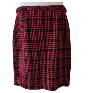Coldwater Creek Red & Black Plaid Heavy Skirt Metal Threading